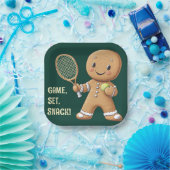 Gingerbread Tennis Grand Slam 🎾🎄aangepaste tekst Papieren Bordje (Feest)