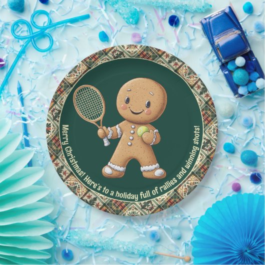 Gingerbread Tennis Grand Slam 🎾🎄aangepaste tekst Papieren Bordje (Feest)
