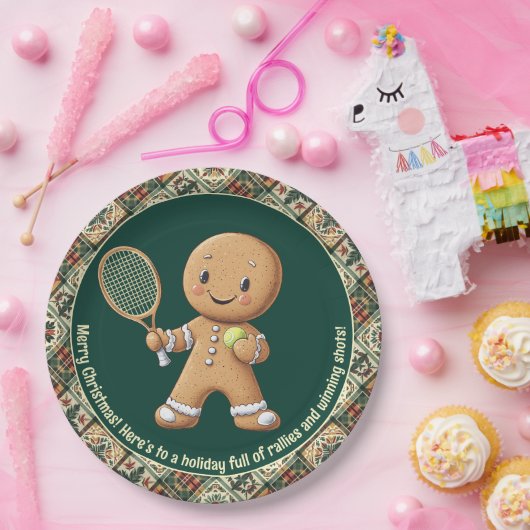 Gingerbread Tennis Grand Slam 🎾🎄aangepaste tekst Papieren Bordje (Feest)