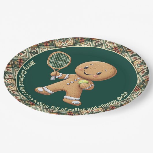 Gingerbread Tennis Grand Slam 🎾🎄aangepaste tekst Papieren Bordje (Gekanteld)