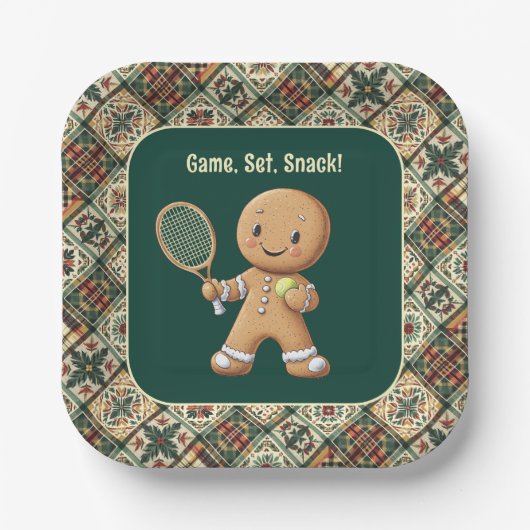 Gingerbread Tennis Grand Slam 🎾🎄aangepaste tekst Papieren Bordje (Voorkant)
