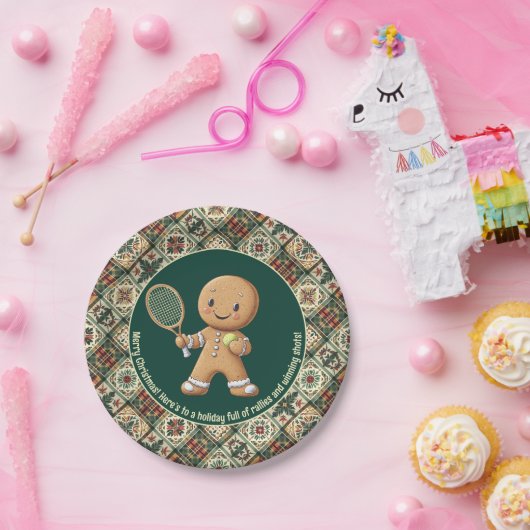 Gingerbread Tennis Grand Slam 🎾🎄aangepaste tekst Papieren Bordje (Feest)