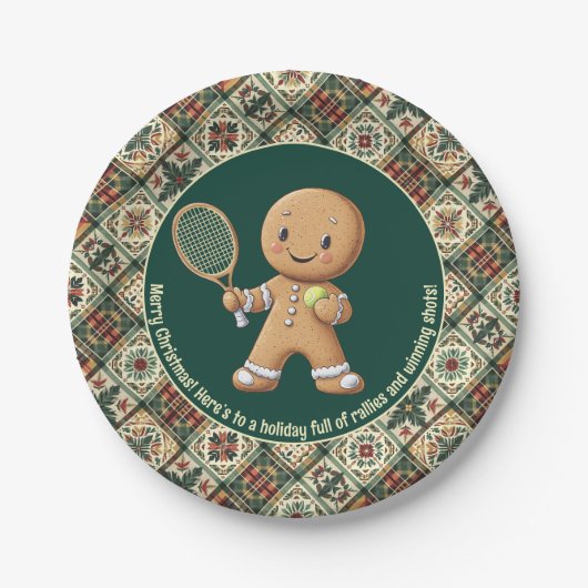 Gingerbread Tennis Grand Slam 🎾🎄aangepaste tekst Papieren Bordje (Voorkant)