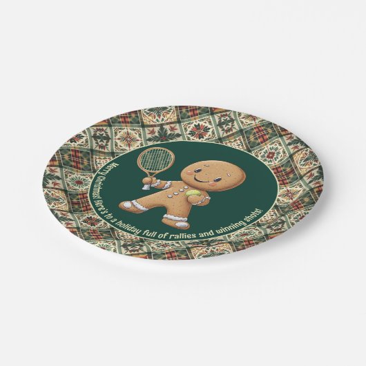 Gingerbread Tennis Grand Slam 🎾🎄aangepaste tekst Papieren Bordje (Gekanteld)