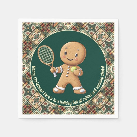 Gingerbread Tennis Grand Slam 🎾🎄aangepaste tekst Servet (Voorkant)