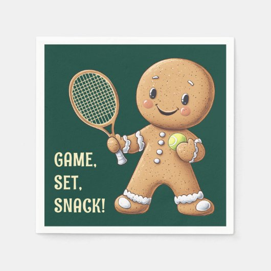 Gingerbread Tennis Grand Slam 🎾🎄aangepaste tekst Servet (Voorkant)
