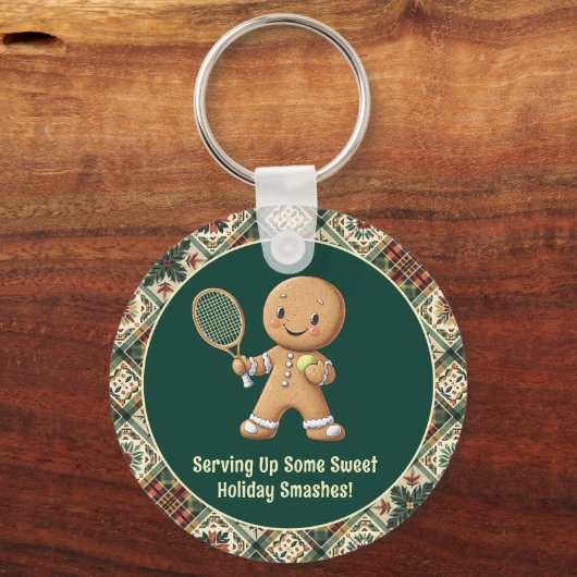 Gingerbread Tennis Grand Slam 🎾🎄aangepaste tekst Sleutelhanger (Voorkant)