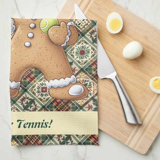 Gingerbread Tennis Grand Slam 🎾🎄aangepaste tekst Theedoek (Quarter Fold)
