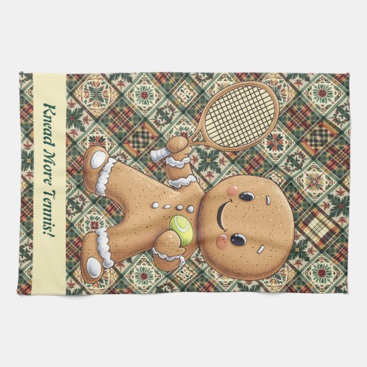 Gingerbread Tennis Grand Slam 🎾🎄aangepaste tekst Theedoek (Horizontaal)