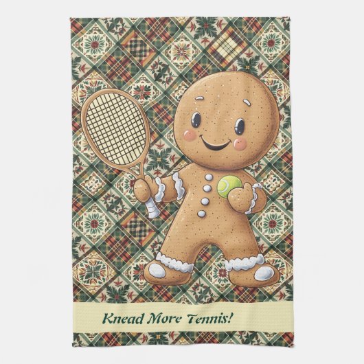 Gingerbread Tennis Grand Slam 🎾🎄aangepaste tekst Theedoek (Verticaal)