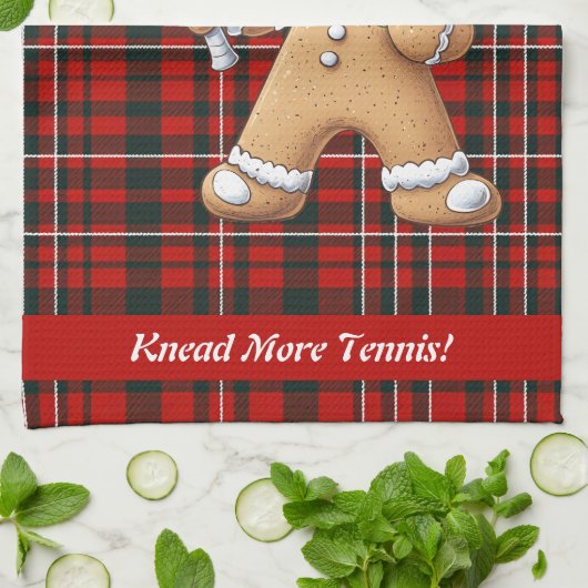 Gingerbread Tennis Grand Slam 🎾🎄aangepaste tekst Theedoek (Gevouwen)