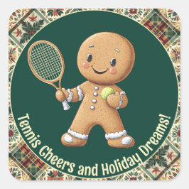 Gingerbread Tennis Grand Slam 🎾🎄aangepaste tekst Vierkante Sticker
