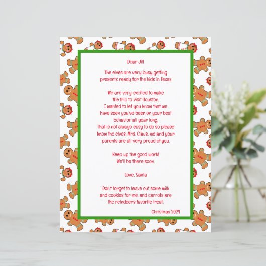 Gingerbread Thema Brief van de Kerstman (Staand voorkant)