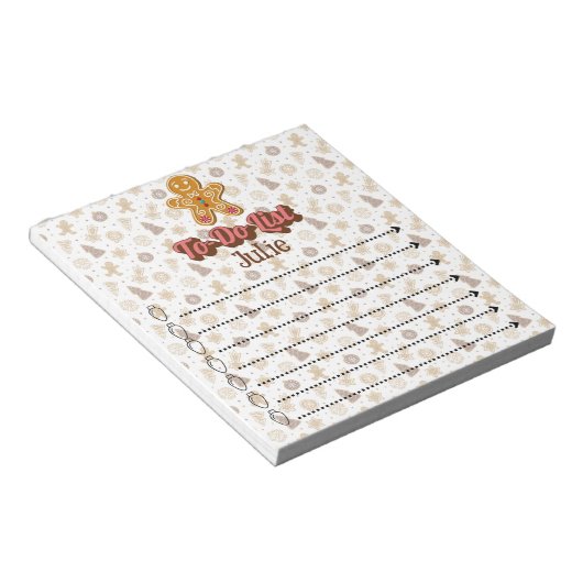 Gingerbread to-do lijst gepersonaliseerd notitieblok (Schuin)
