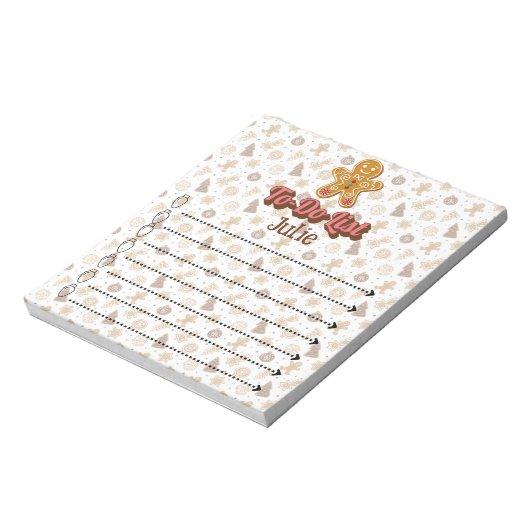 Gingerbread to-do lijst gepersonaliseerd notitieblok (Linkerzijde)