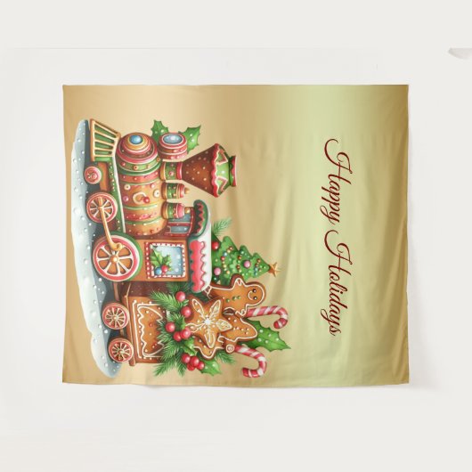 Gingerbread Train Holiday Achtergrond Wandkleed (Voorkant (horizontaal))