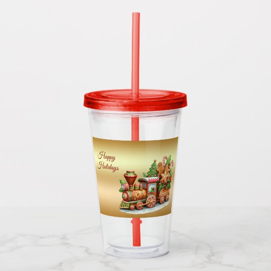 Gingerbread Train Holiday Acryl Tumbler Acryl Drinkbeker (Voorkant)