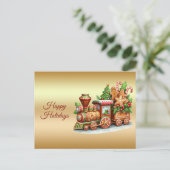 Gingerbread Train Holiday Briefkaart (Staand voorkant)