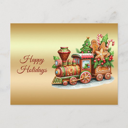 Gingerbread Train Holiday Briefkaart (Voorkant)
