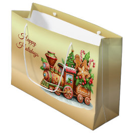 Gingerbread Train Holiday Gift Bag Groot Cadeauzakje