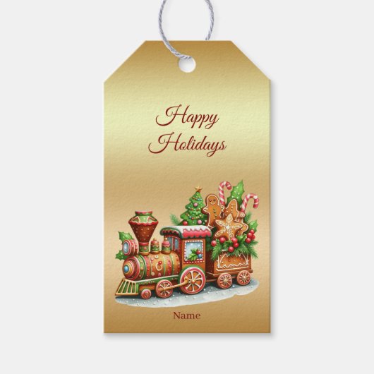 Gingerbread Train Holiday Gift Label Cadeaulabel (Voorkant)