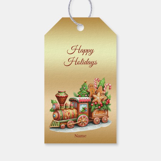 Gingerbread Train Holiday Gift Label Cadeaulabel (Achterkant)