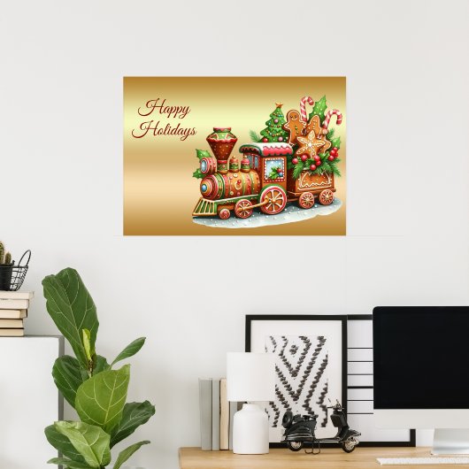 Gingerbread Train Holiday Poster (Thuiskantoor)