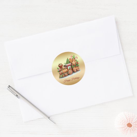 Gingerbread Train Holiday Sticker (Envelop)