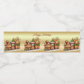 Gingerbread Train Holiday Waterfles Etiket (Enkel label)