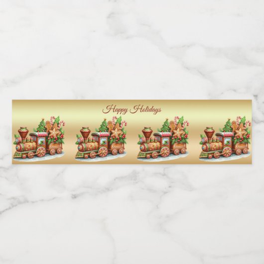 Gingerbread Train Holiday Waterfles Etiket (Enkel label)