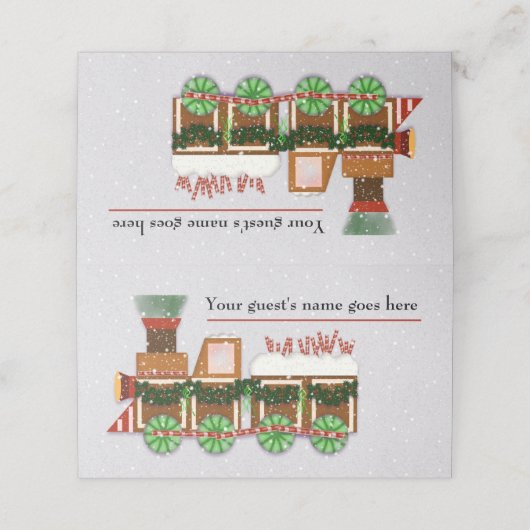 Gingerbread Train kerstfeest Plaatskaartje (Buitenkant ongevouwen)