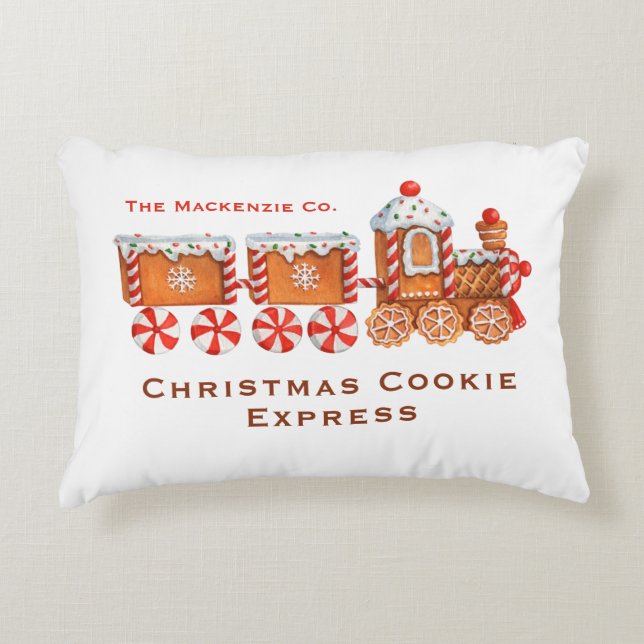 Gingerbread Train  Kerstmis Accent Kussen (Voorkant)