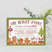 Gingerbread Train, oh wat leuk! 1e verjaardagsfees Kaart (Staand voorkant)