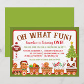 Gingerbread Train, oh wat leuk! 1e verjaardagsfees Kaart (Voorkant / Achterkant)