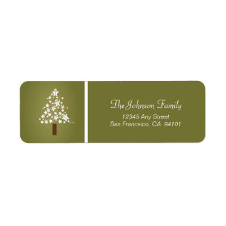 Gingerbread Tree Vakantie Adresetiketten (olijf) Etiket