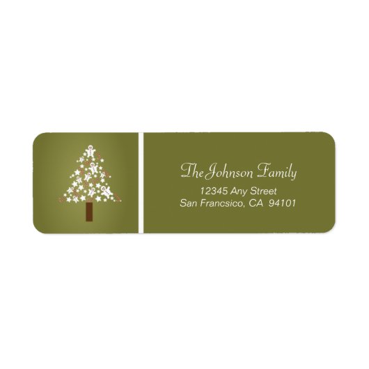 Gingerbread Tree Vakantie Adresetiketten (olijf) Etiket (Voorkant)