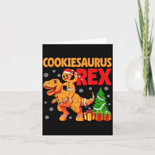 Gingerbread Trex Dinosaur For Christmas Gingerbrea Kaart (Voorkant)