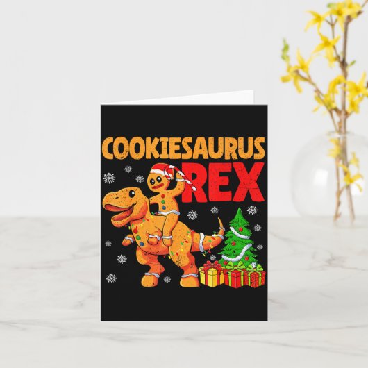 Gingerbread Trex Dinosaur For Christmas Gingerbrea Kaart (Gele Bloem)
