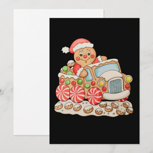 Gingerbread Truck Grappig Kerstbakgezin Feestdagenkaart (Voorkant / Achterkant)