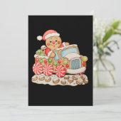 Gingerbread Truck Grappig Kerstbakgezin Feestdagenkaart (Staand voorkant)
