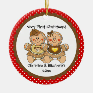 Gingerbread Tweeling Baby's Eerste Kerstmis Orname Keramisch Ornament