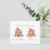 Gingerbread "uit ons huis" kerst Briefkaart (Staand voorkant)