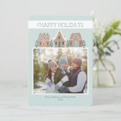 Gingerbread Vakantie Fotokaart voor familie Feestdagenkaart (Staand voorkant)