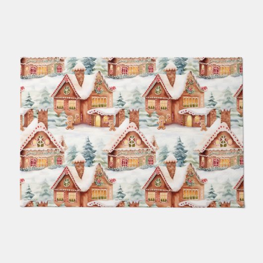 Gingerbread Vakantie Kerstmis Patroon Deurmat (Voorkant)