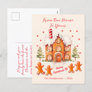 Gingerbread van ons huis Christmas Briefkaart