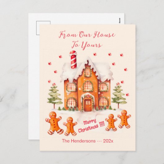 Gingerbread van ons huis Christmas Briefkaart (Voorkant / Achterkant)