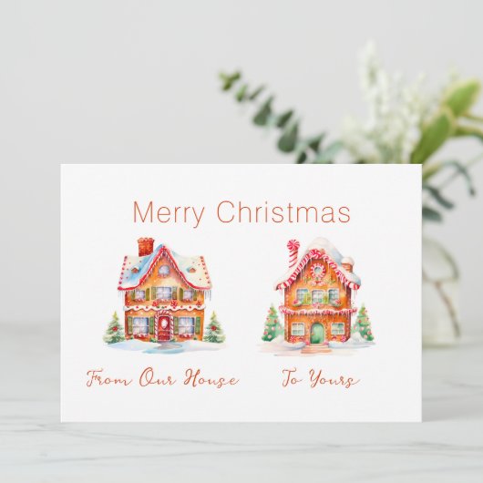 Gingerbread "Van Ons Huis" Kerst Kaart (Staand voorkant)