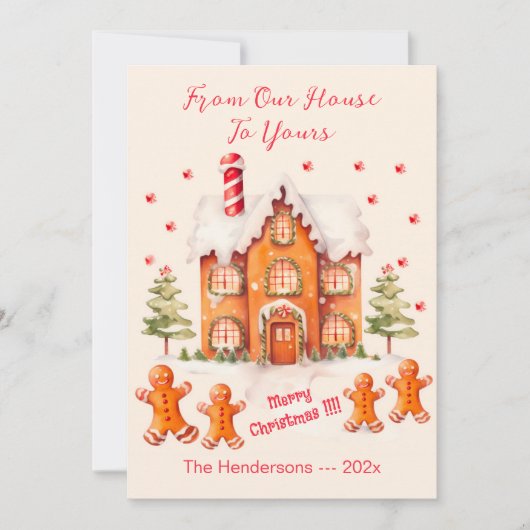 Gingerbread van ons huis Kerst Kaart (Voorkant)