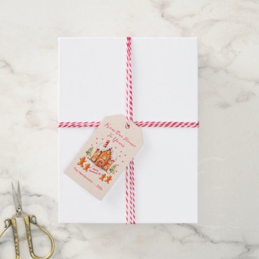 Gingerbread van ons huis Kerstmis Cadeaulabel (Met Touw)