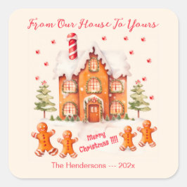 Gingerbread van ons huis Kerstmis Vierkante Sticker